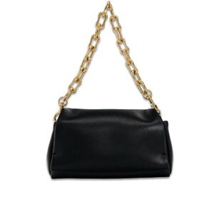 Zara Soft Black Shoulder Bag with Gold Chain